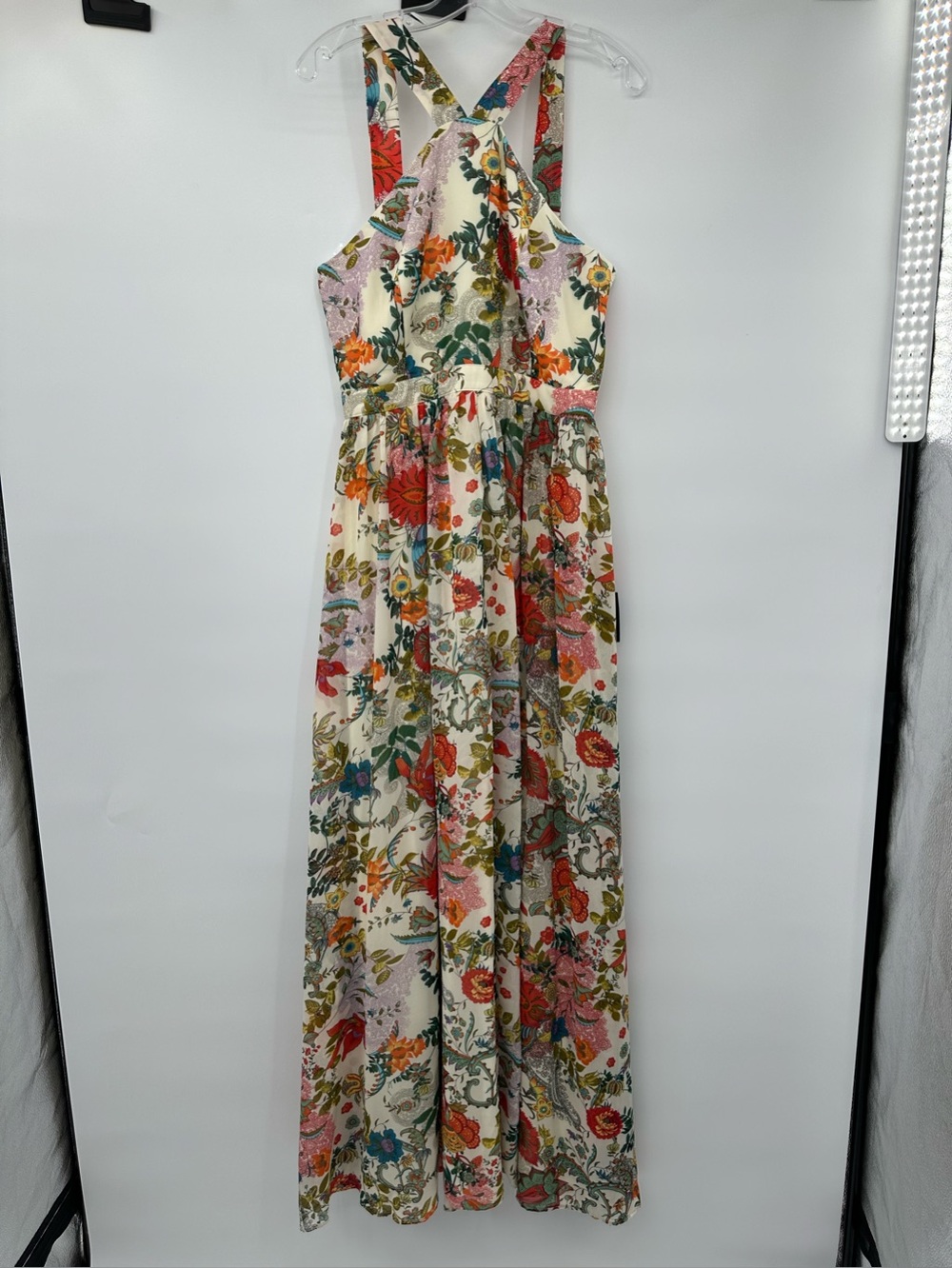 Lulus Lila Cream Floral Print Maxi Dress Size L - Picture 5 of 13